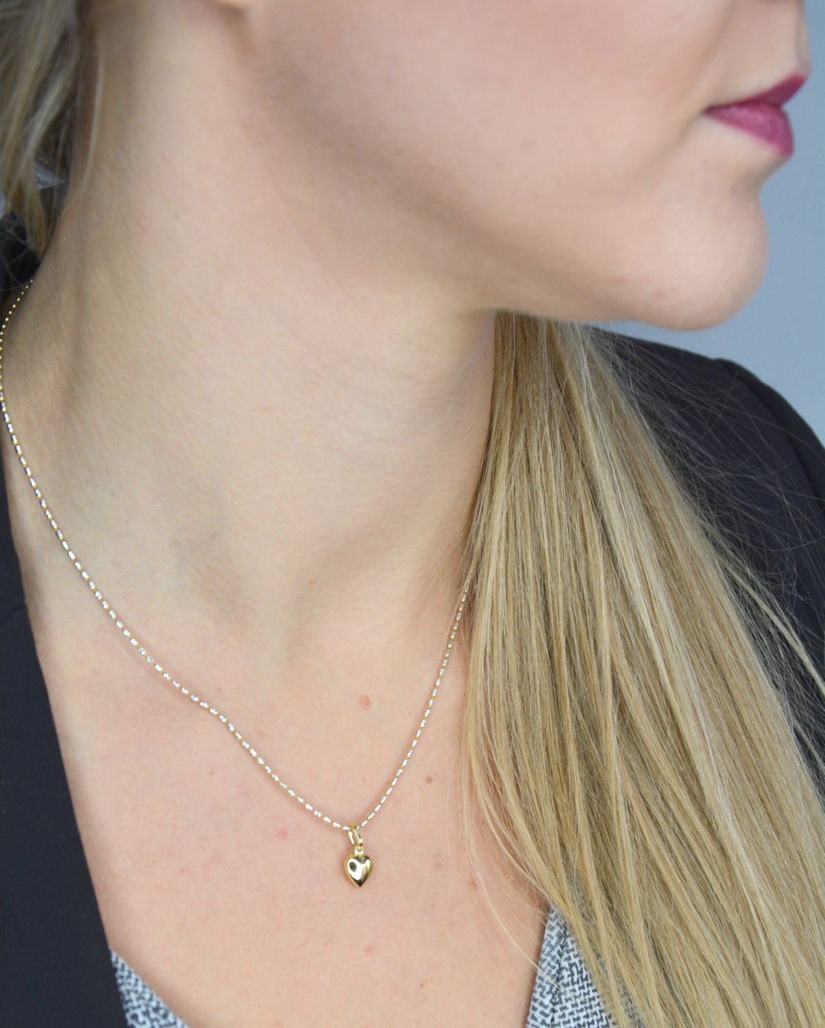 Złota zawieszka gładkie, wypukłe serce ZA 670B 333.jpg